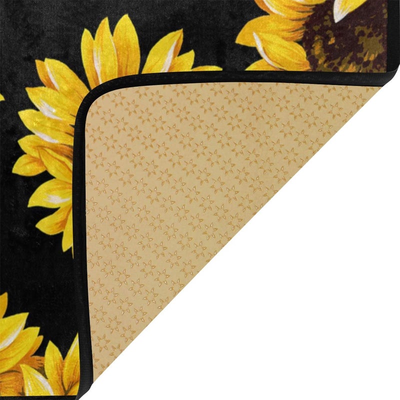 senya Kitchen Rugs Sunflower Black Design Non-Slip Soft Kitchen Mats Bath Rug Runner Doormats Carpet for Home Decor, 39" X 20" - Image 4